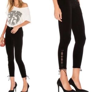 Hudson High Rise Nix lace up hem crop velvet jean